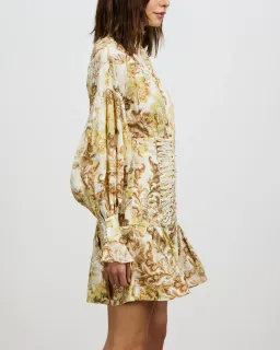 Alémais Bernadette Corset Mini Dress Long Sleeve Linen Print Size 8 for rent on The Volte - image 4