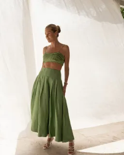 Aje Thea Draped Twist Crop & Paradiso Skirt Set Green Size 8 for rent on The Volte - image 2