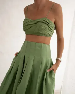 Aje Thea Draped Twist Crop & Paradiso Skirt Set Green Size 8 for rent on The Volte - image 4