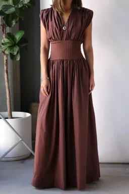 Esse Studios Cotton Rib Gathered Dress Brown Size 8 for rent on The Volte - image 1