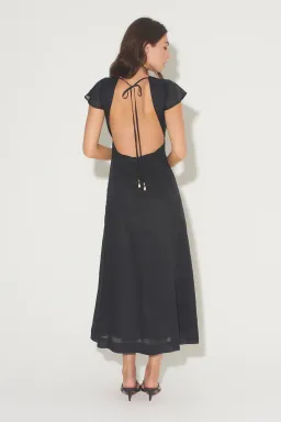 Hansen And Gretel Portofino Backless Midi Dress Black Size AU 10 for rent on The Volte - image 2