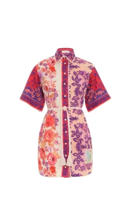 Zimmermann Raie Trimmed Shirt Mini Dress Multi Floral Size 1 / AU 10 for rent on The Volte - image 3