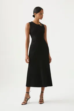 Aje Crescent Knit Midi Dress Black Size AU 12 for rent on The Volte - image 1