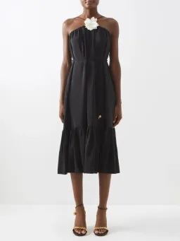 Zimmermann High Tide Halterneck Silk Midi Dress Black Size 2 / Au 12 for rent on The Volte - image 1