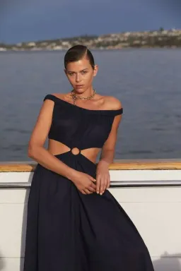 Scanlan Theodore Cotton Voile Ring Cutout Dress Navy Size S / 8 for rent on The Volte - image 4