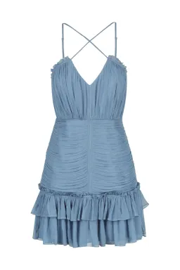 Shona Joy Lauren Mini Dress  Dusty Blue Size 6 for rent on The Volte - image 3