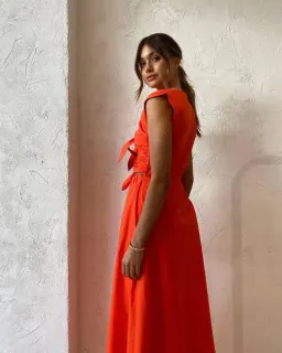 Sir The Label Anja Tie Midi Dress Red Size 0 / AU 6  for rent on The Volte - image 4