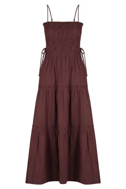 Shona Joy Kaia Shirred Tiered Midi Dress Chocolate Brown Size 14 for rent on The Volte - image 3