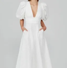 Acler Hamilton Midi Dress in Ivory Size 8 for rent on The Volte - image 5