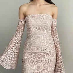 Nicholas Eva Geo Floral Lace Strapless Dress Antique Pink Size 0 / Au 6 for rent on The Volte - image 2