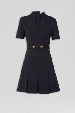Scanlan Theodore Tailored Pleat Dress Navy Size AU 8 for rent on The Volte - image 4
