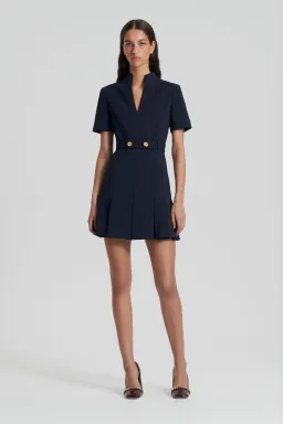 Scanlan Theodore Tailored Pleat Dress Navy Size AU 8 for rent on The Volte - image 1