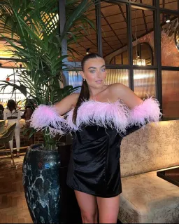 Miscreants Cupid Mini Dress Black And Gloves With Pink Feathers Size 10  for rent on The Volte - image 2