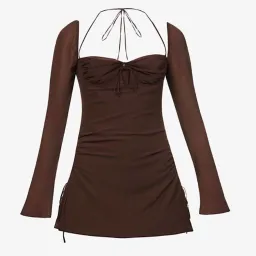 House of CB Babydoll mini Dress Brown XS / AU 6 for rent on The Volte - image 3