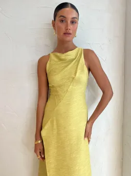 One Fell Swoop Frida Midi Dress in Golden Straw Size 6 for rent on The Volte - image 2