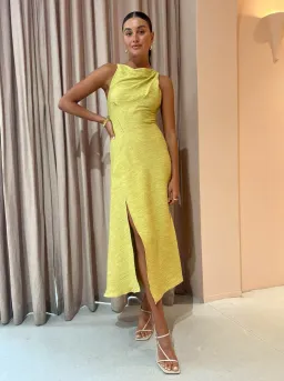 One Fell Swoop Frida Midi Dress in Golden Straw Size 6 for rent on The Volte - image 6