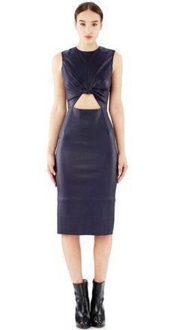 Scanlan Theodore Stretch Leather Twist Front Dress Black Size 8 for rent on The Volte - image 3