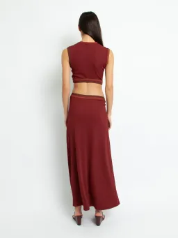 Christopher Esber Paisley Cut Toso Dress Burgundy Size 6  for rent on The Volte - image 2