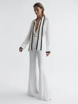 Reiss Calli Tuxedo Blouse In Ivory In Size 10 for rent on The Volte - image 2