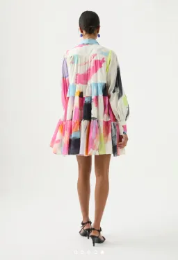 Aje Vie Multi Coloured Smock Mini Dress Multi Size 10  for rent on The Volte - image 3