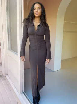 Bec & Bridge Sylvia Long Sleeve Maxi Dress Cognac Size 8  for rent on The Volte - image 5