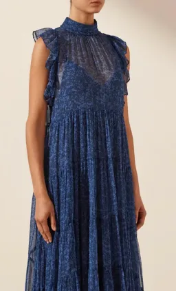 Shona Joy Saldanha High Neck Tiered Maxi Dress Blue Size 10 / M for rent on The Volte - image 4