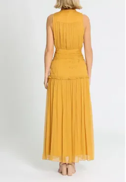 Shona Joy Leonie High Neck Button Up Midi Dress in Mimosa Size 10 for rent on The Volte - image 3