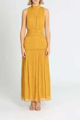 Shona Joy Leonie High Neck Button Up Midi Dress in Mimosa Size 10 for rent on The Volte - image 1