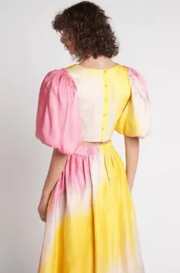 Aje Cloud Burst Puff Sleeve Cropped Top Tie Dye Pink Size 12 for rent on The Volte - image 3