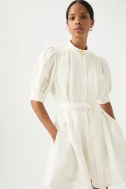 Aje Eden Box Pleat Mini Dress White Size AU 10  for rent on The Volte - image 2