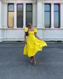 Rebecca Vallance Izzy Midi Dress Yellow Size AU 10 for rent on The Volte - image 1