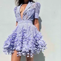 Zimmermann High Tide Flip Mini Skirt & Lace Shirt Set Periwinkle Size 0/ AU 6 to 8 for rent on The Volte - image 2