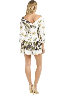 Pasduchas Spritzer Splice Off Shoulder Mini Dress Print Size 8  for rent on The Volte - image 2