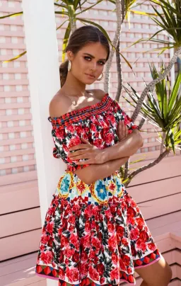 Stylekeepers Wild Flowers Off The Shoulder Mini Dress Multi Floral Size S / AU 8 for rent on The Volte - image 2