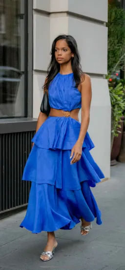 Aje Wave Cut Out Ring Midi Dress Marine Blue Size 12 / L for rent on The Volte - image 4