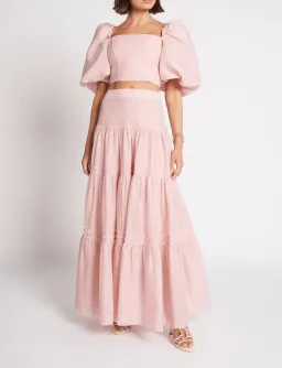 Aje Esme Puff Sleeve Cropped Top Pink Size 10 / M for rent on The Volte - image 1