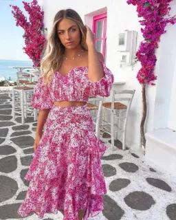 Sheike Ditsy Floral Top And Skirt Pink Set Size AU 10 for rent on The Volte - image 3