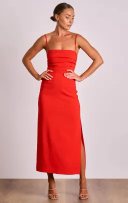 Pasduchas Emerson Column Midi Dress in Red Poppy Size 10 for rent on The Volte - image 1