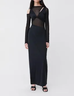 Suboo Rodin Long Sleeve Mesh Jersey Maxi Dress Black Size M / Au 10 for rent on The Volte - image 1
