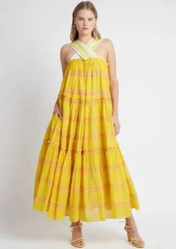 Aje Wilderness Tiered Maxi Dress Yellow Size AU 6 / US 2 for rent on The Volte - image 5