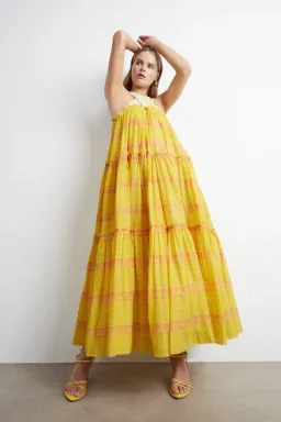 Aje Wilderness Tiered Maxi Dress Yellow Size AU 6 / US 2 for rent on The Volte - image 2
