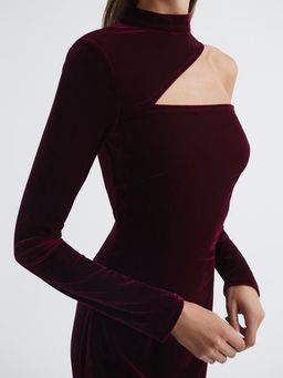 Reiss Tatiana Velvet Cut-out Shoulder Dress Black Size AU 6 for rent on The Volte - image 3