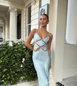 Bec & Bridge Diamond Strap Maxi Dress in Cloud Blue Size 8 for rent on The Volte - image 3