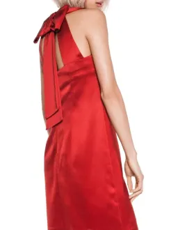 Cue Wool Satin Shift Dress Red Size 6 for rent on The Volte - image 3