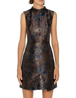 Cue Rose Jacquard Funnel Neck Dress Mocha Size 6 for rent on The Volte - image 3