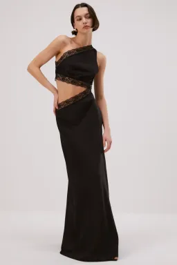Misha Jillian Satin Gown Black Size 10/M for rent on The Volte - image 1