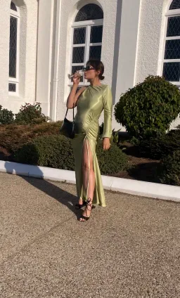 Bec & Bridge Kai Asym Maxi Dress Pear Green Size AU 8  for rent on The Volte - image 3