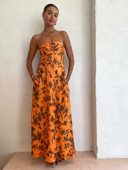 Shona Joy Uli Maxi Dress Papaya/Cacao  Size 8 for rent on The Volte - image 1
