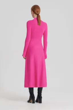Scanlan Theodore Crepe Knit Button Polo Dress Fuchsia Size AU 8 for rent on The Volte - image 3