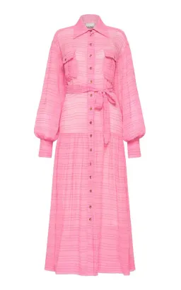 Alemais Antonella Silk Embroidered Shirt Maxi Dress Pink Size 10 AU for rent on The Volte - image 11